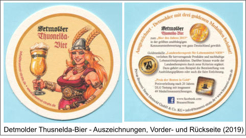 Detmolder Thusnelda-Bier - Auszeichnungen, Vorder- und Rückseite (2019)