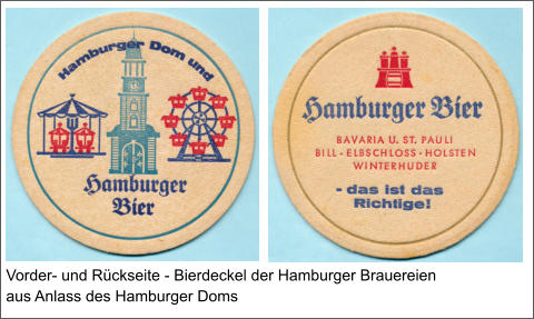 Vorder- und Rückseite - Bierdeckel der Hamburger Brauereien aus Anlass des Hamburger Doms