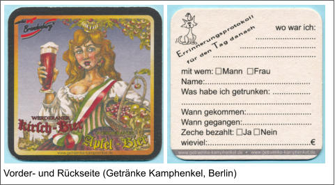 Vorder- und Rückseite (Getränke Kamphenkel, Berlin)