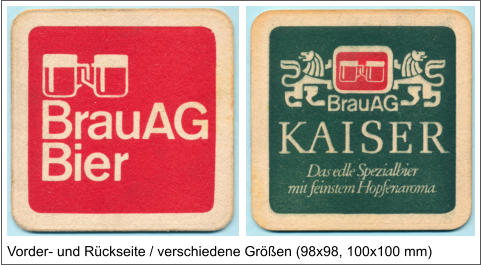 Vorder- und Rückseite / verschiedene Größen (98x98, 100x100 mm)