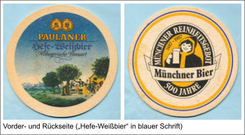 Vorder- und Rückseite („Hefe-Weißbier“ in blauer Schrift)