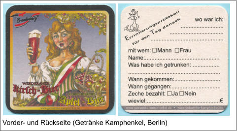 Vorder- und Rückseite (Getränke Kamphenkel, Berlin)