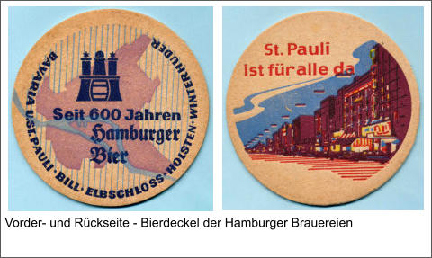 Vorder- und Rückseite - Bierdeckel der Hamburger Brauereien