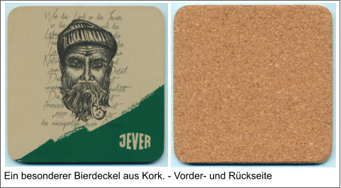 Ein besonderer Bierdeckel aus Kork. - Vorder- und Rückseite